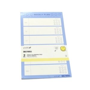 Yoobi × Smiley World Blue Daily & Weekly Planning Pad 60 Sheets (NO Pencil) NWOT